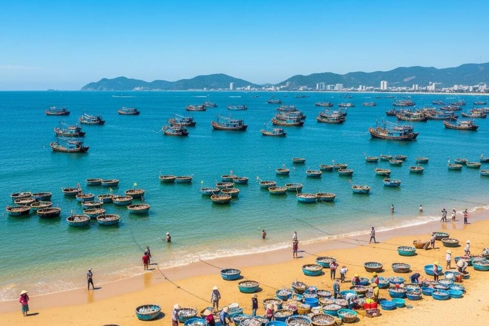 Làng chài Mũi Né mang vẻ đẹp bình yên, mộc mạc.